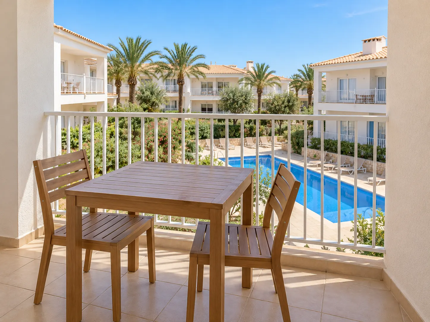 Type A balcony overlooking the courtyard, illustrative image